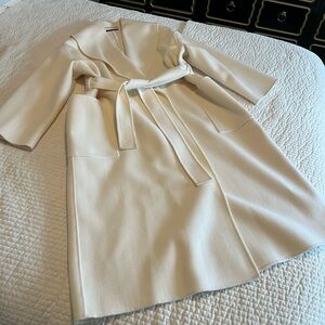 Quiet Luxury!Elie Tahari Cream Oversized Coat Wool/Cashmere Sz M EXCELLENT!